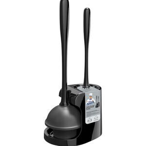 Mr. Siga Toilet Plunger and Bowl Brush Combo for Bathroom Black NEW